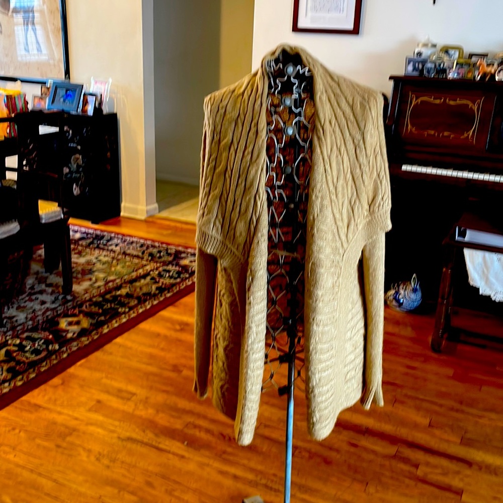 Jones New York Sport gold cabled cardigan.
